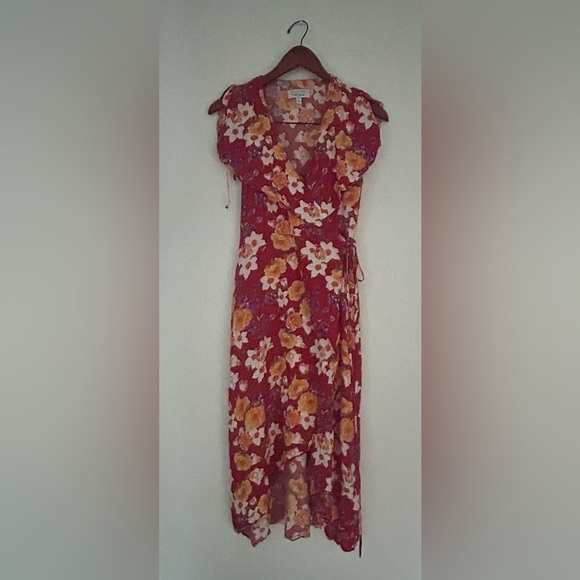 & Other Stories Floral Wrap Dress Red  Flower pattern Size 4 Los Angeles - Picture 7 of 10